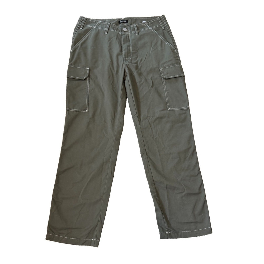Men's True Religion Size 34 Olive Green Y2K Cargo Denim Wide Leg Gorpcore Jeans